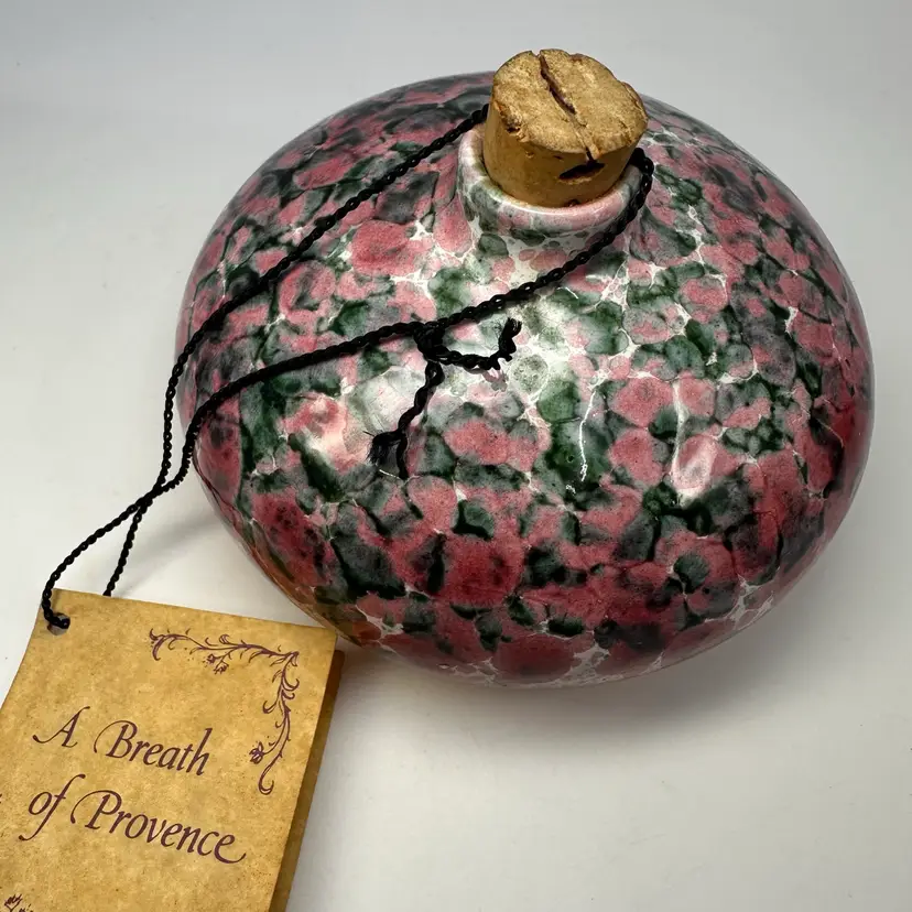 Vintage Glazed Mini Bottle Jar Jug France Art Pottery With Cork