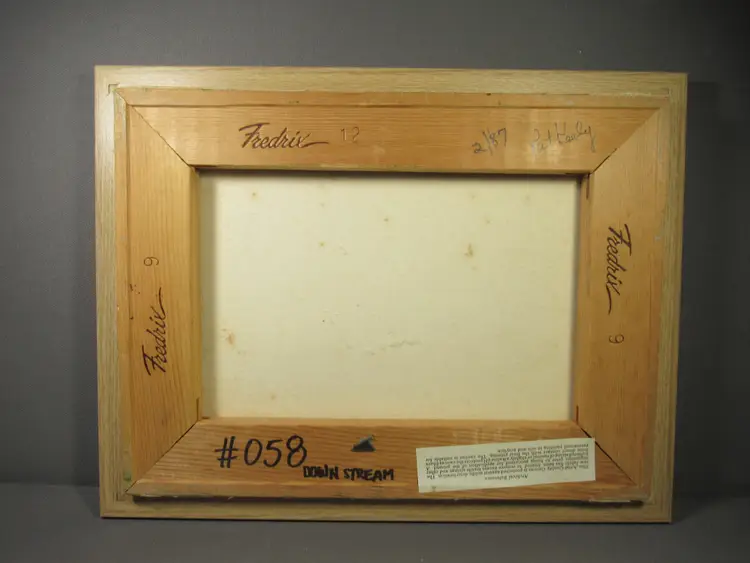 Original Oil Painting 9 x 12 "Down Stream" Canvas Framed Artist Pat Keely 1987