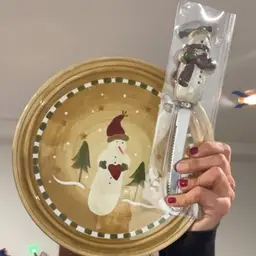 Contemporary Christmas Holiday Sonoma Ceramic Cheese Plate And Knife 9” ☃️