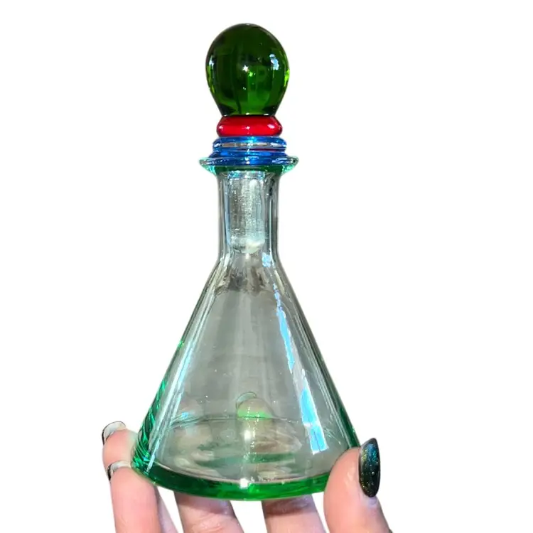 Vintage Signed Carlo Moretti Murano Glass Perfume Bottle Handblown Italian Glass