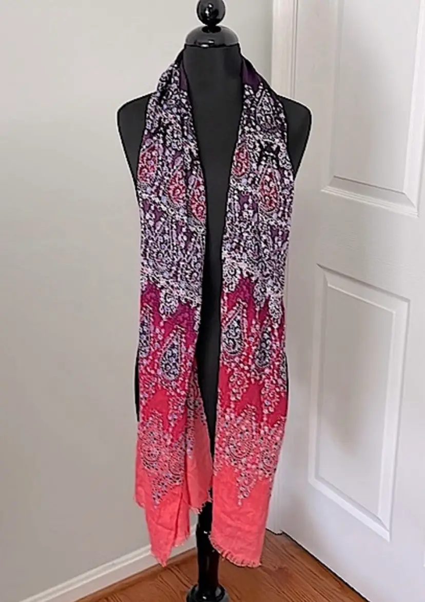 Talbots scarf, purple/coral/blue, floral and teardrop design! Nice accessory!