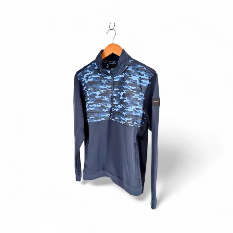 GHOST GOLF DAWN PATROL 1/4 ZIP MENS MED - NAVY CAMO