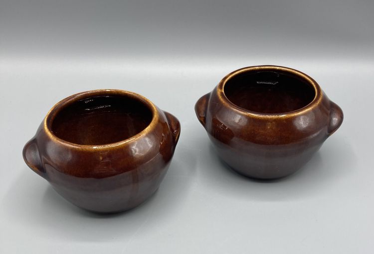 McCoy for Heinz Pair of Mini Brown Bean Pots Made in USA - Vintage