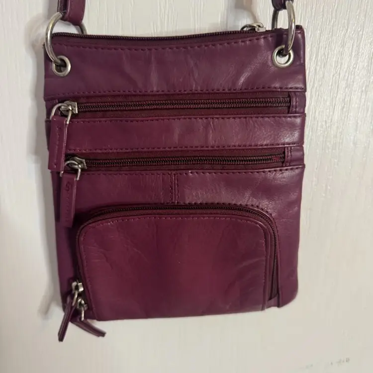 Wine Colored Leather Cross Body Bag Made In India - Unbranded