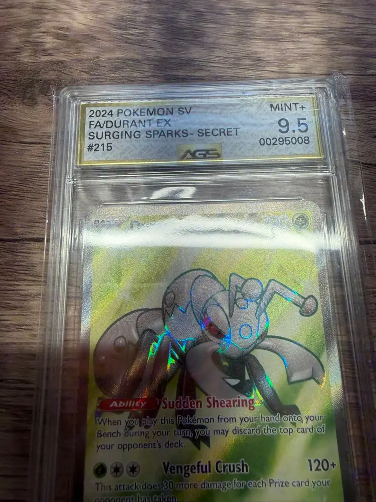 $1 Merry Christmas!! 2024 Pokémon SV Durant ex #215 Secret Rare Surging Sparks AGS 9.5 Mint Slab