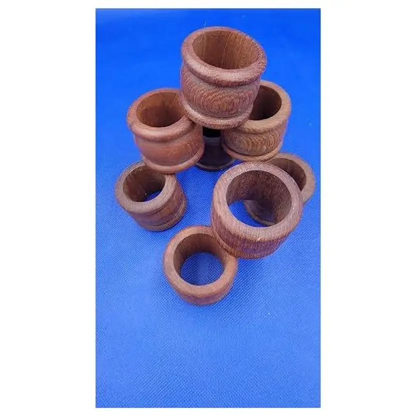 SET OF 8 HAND CARVED WOODEN NAPKIN HOLDER