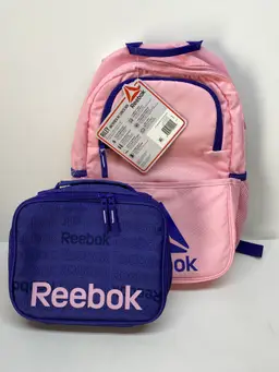 Reebok Pink Girls School Sports Activity Backpack With Lunch Box NWT