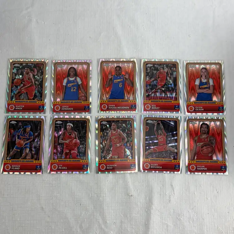 2024 Topps Chrome Mcdonalds Lot of 10 Raywave Bidunga Harper Fland Knox Edwards