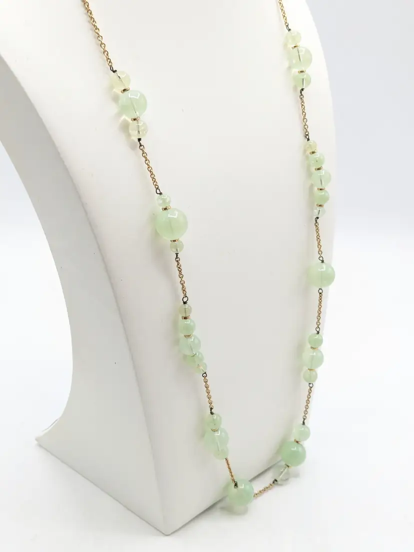 J Crew Gold Tone Pastel Green Glass Necklace READ