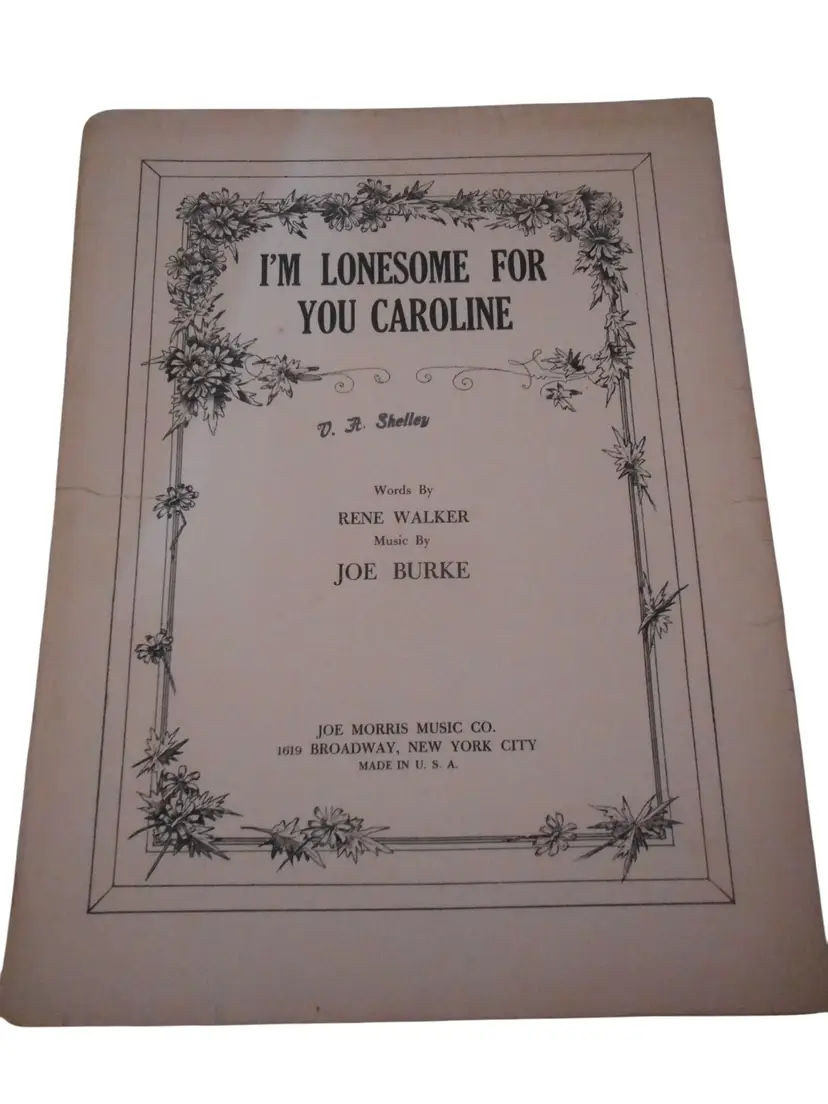 Vintage Sheet Music c 1934 I'm Lonesome for you Caroline Piano voice Ukulele Paper Ephemera