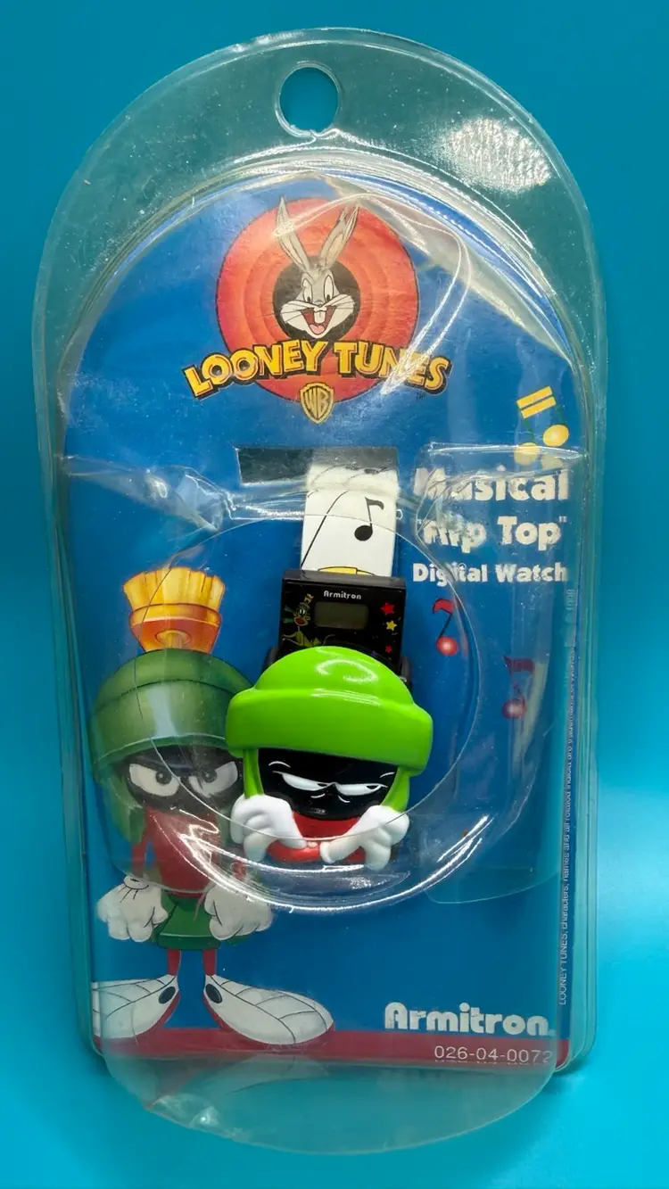 NIP Marvin The Martian Looney Tunes Armitron Flip Top Musical Watch 1998