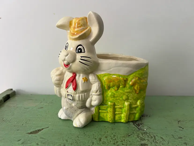 Vintage Bunny Planter. McCrory Corp. Easter Decor. Sheriff Farm Ceramic Planters N Things