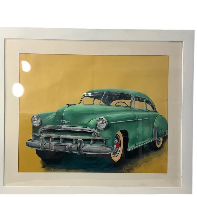 “Mint Dreams” Vintage Car Love Original Art Acrylic On Canvas 20” By 16”