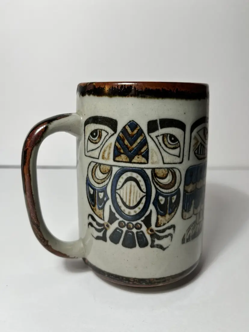 Owl Totem Stoneware Mug Speckled Coffee Tea Hot Cold MCM