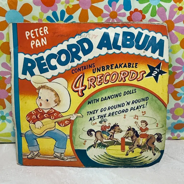 Vintage Peter Pan Records-Record Album of 4 Unbreakable Records w/Dancing Doll Cutouts