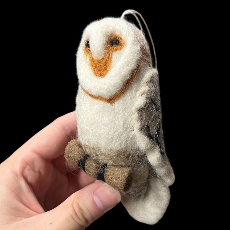 Felted Owl Ornament, Felted Owl Wall Hanging, Wool Felted Owl Ornament