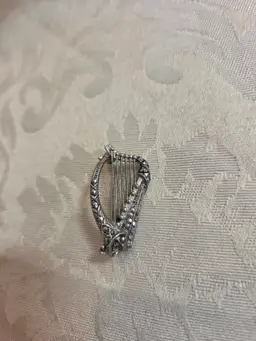 Vintage Silver and Marquisate Harp Brooch (marked silver not tested)