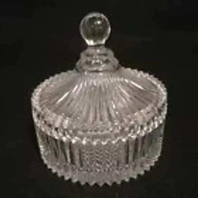 Vintage Mikasa Diamond Fire Covered Canister Dish 6.5” Thick Cut Glass-New FindItNow FindItNow (106)