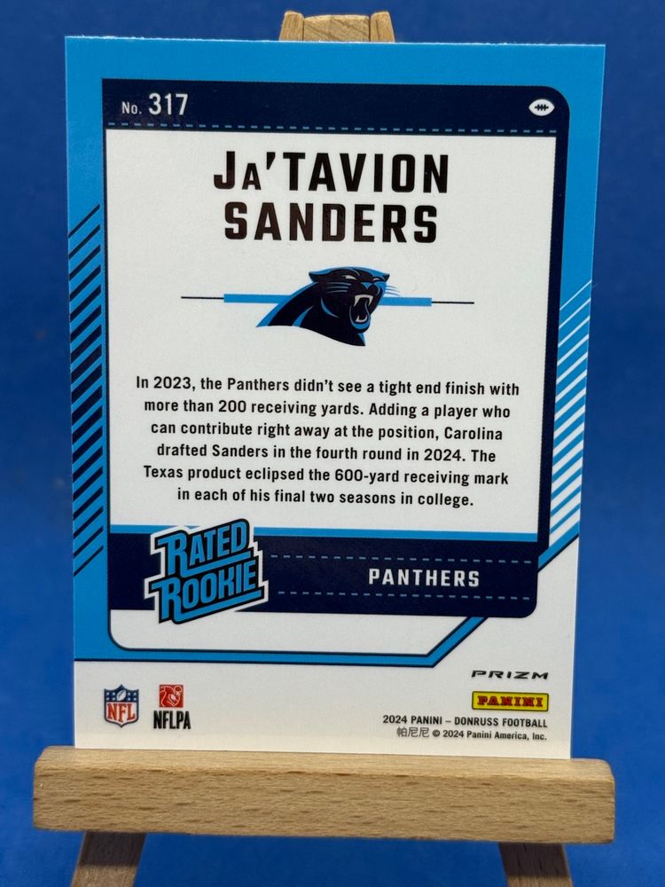 2024 Donruss Optic Preview Ja’Tavion Sanders RC Red Wave Carolina Panthers A09