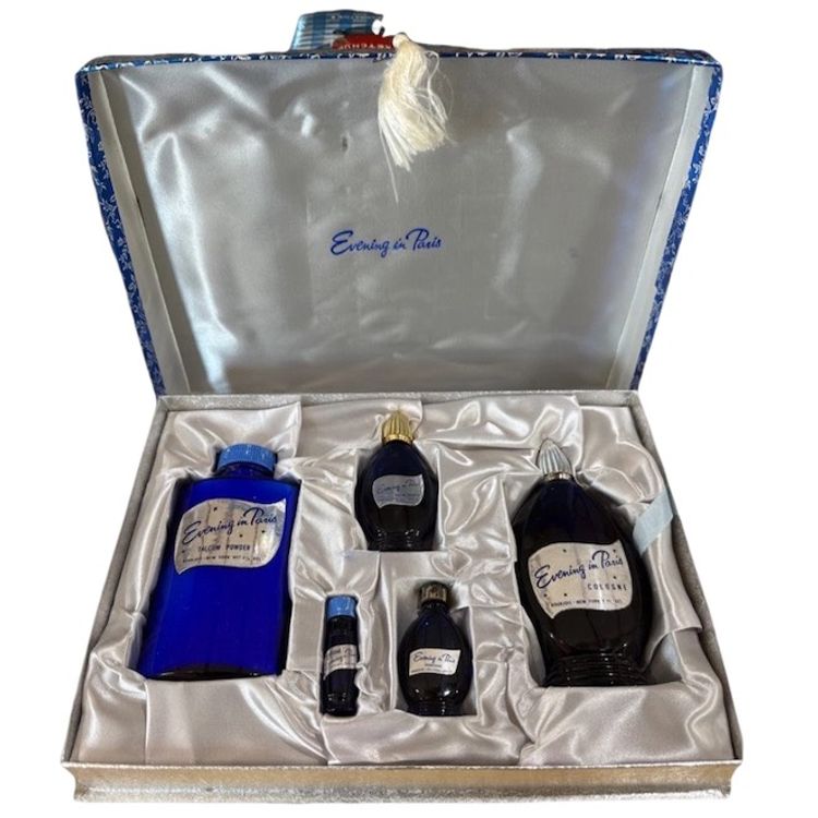 Evening In Paris 5 pc. Set Gift Box:Talcum, 2 Perfume, EauDeToilette & Cologne From The 1960s