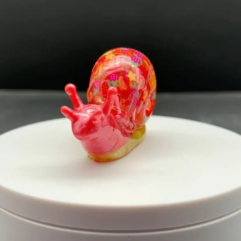 Strawberry Lemonade Snail 3" - Pink/Yellow Body - Made by Me!