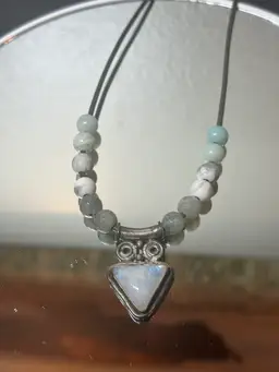 Sterling Silver Moonstone And Labradorite Bead Necklace