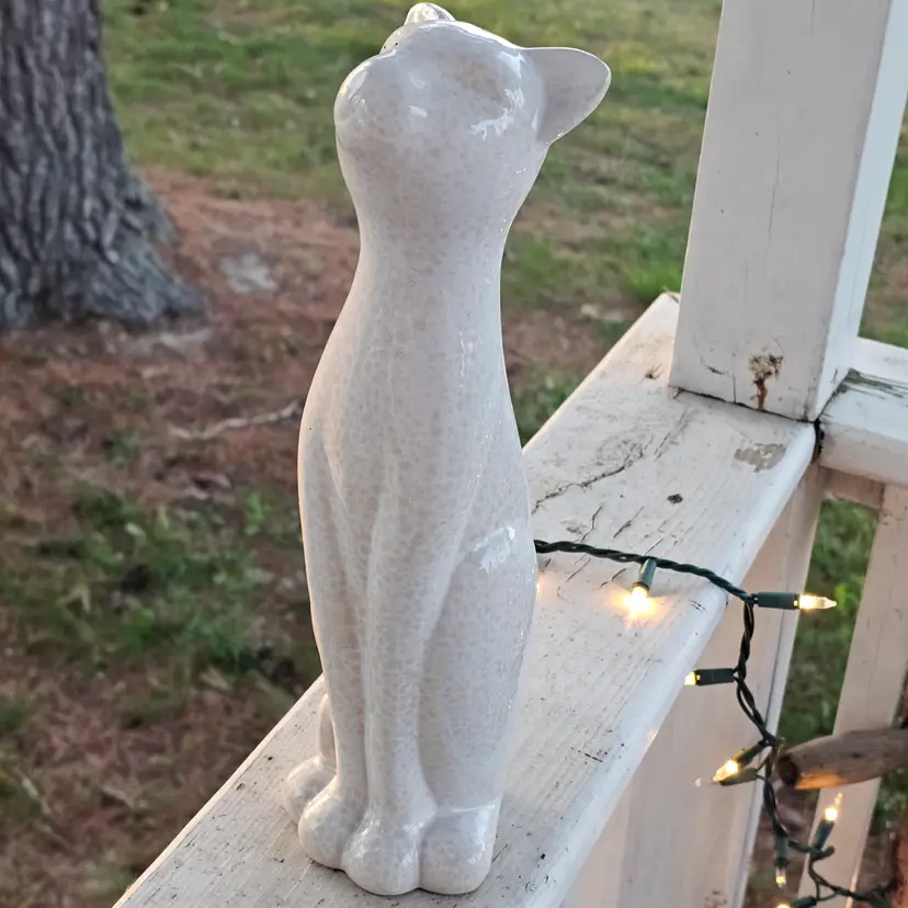 Ceramic Cat Kitten tall 12" studio Art Pottery Figurine Estate Find