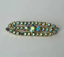 Vintage Blue Aurora Borealis AB Bar Style Brooch
