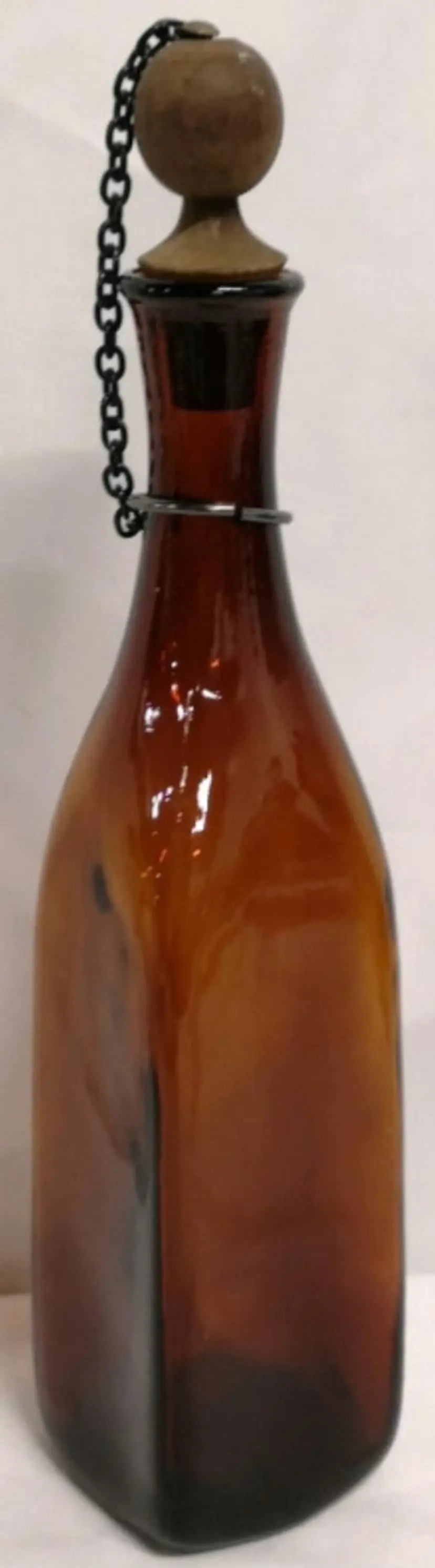 Amber Glass Bottle With Wooden Stopper