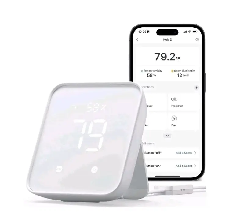 SwitchBot Hub 2 2nd Gen Work as a WiFi Thermometer Hygrometer, IR Remote Control