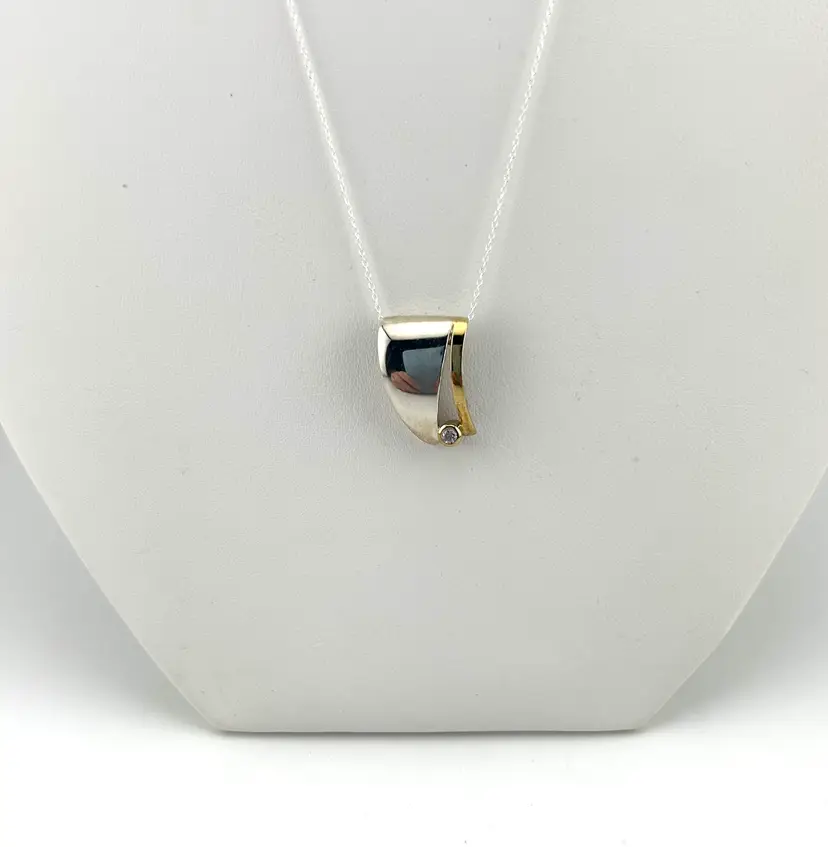 Vintage Sterling Silver Artisan Pendant on Sterling Silver Chain 17”