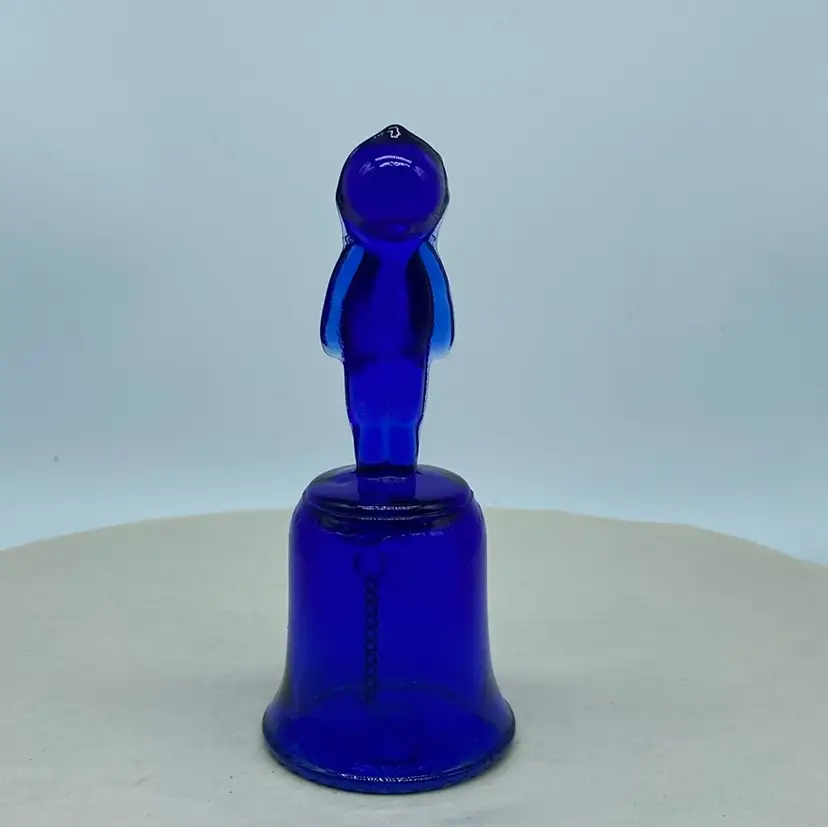 #0218 - Blue Glass Kewpie Doll Bell Cobalt