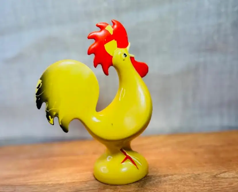 Vintage 1963 Goebel Rooster West Germany Yellow Porcelain Figurine Sculpture
