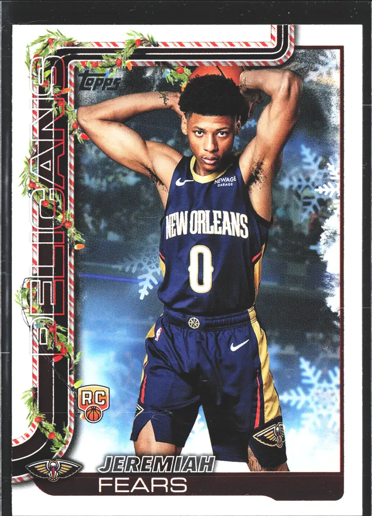 Jeremiah Fears Short Print Rookie Card 2025 Topps HOLIDAY New Orleans Pelicans SSP Holiday Back
