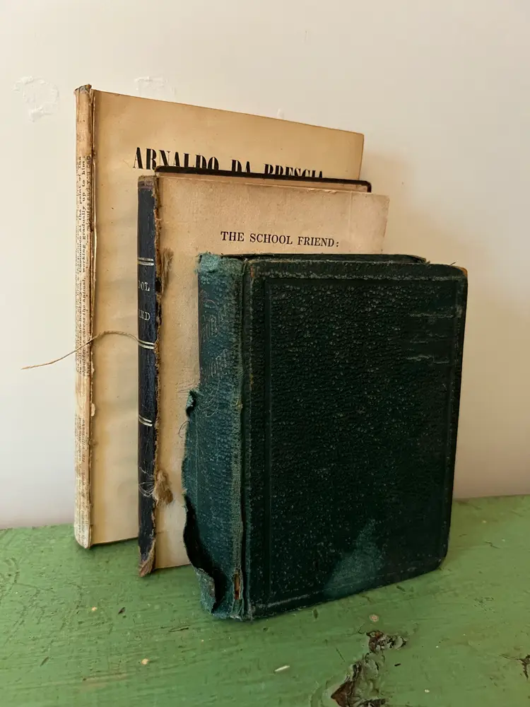 Set of 3 Antique Books 1800s. Shabby Condition Ephemera Display Verse, Scripture, Italian