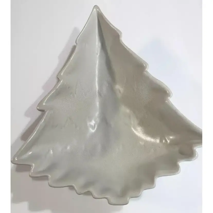 Pottery Barn Holiday Tree Stoneware Winter White Serving Bowl 12"x8"