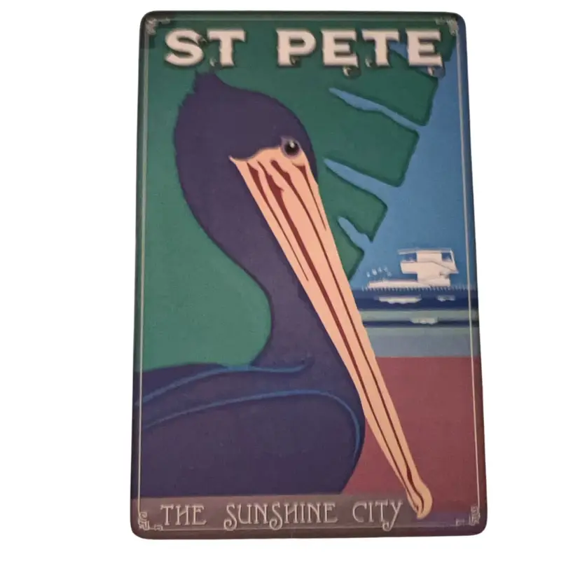 Wooden Wall Art St. Pete Florida Pelican Plank Board