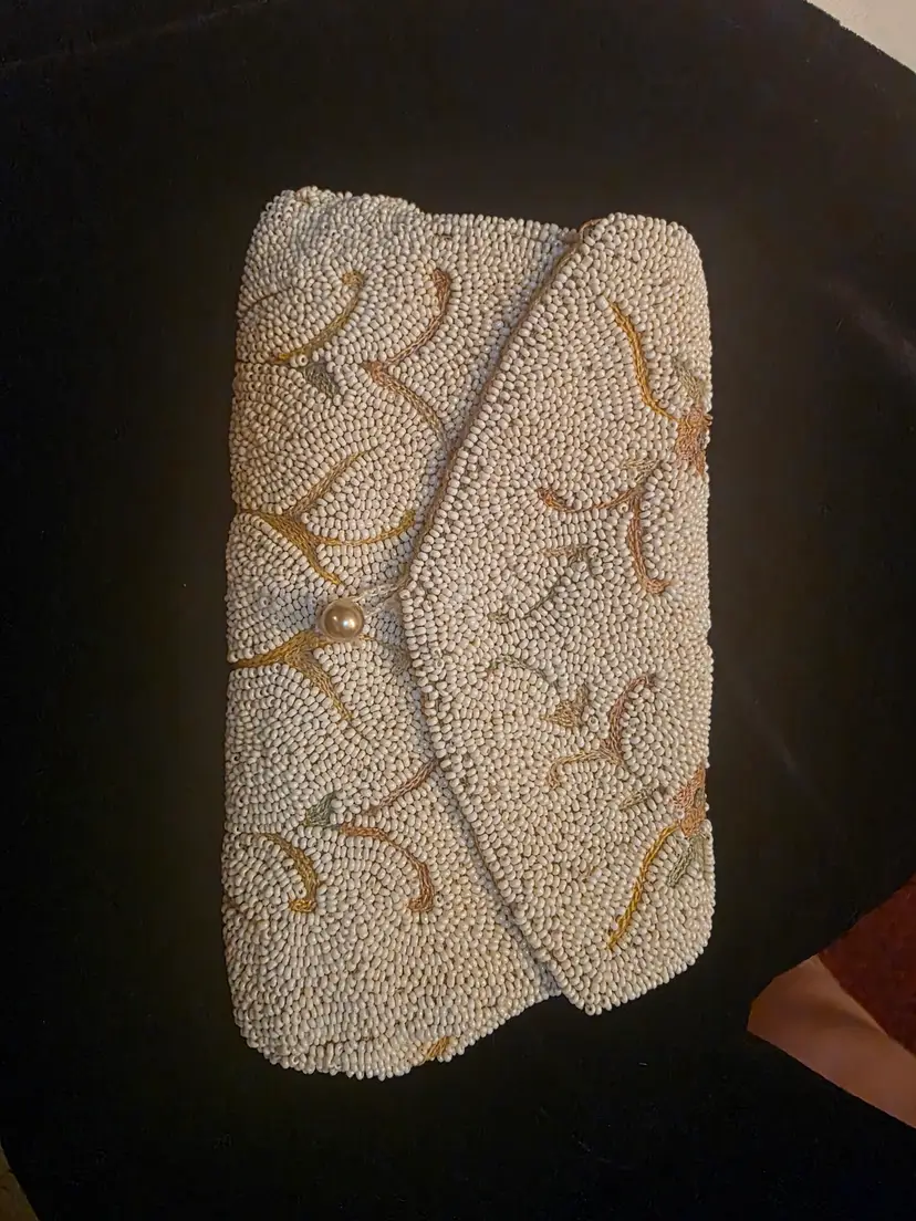 Antique small beaded and embroidered handmade purse
