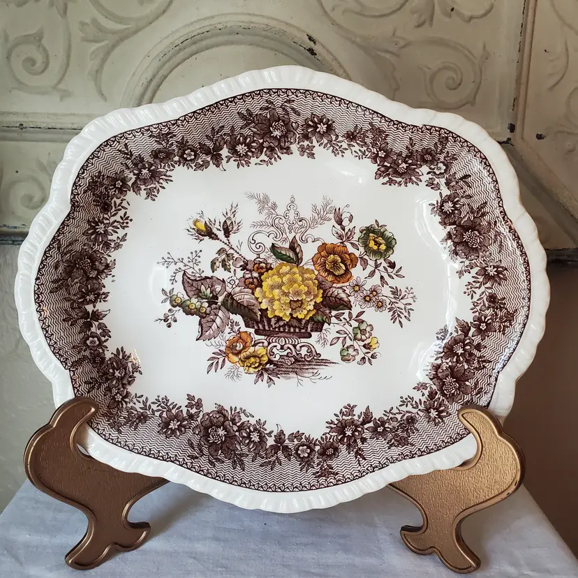 Vintage Mason’s Patent Ironstone Ascot Oval Serving Bowl Transferware England