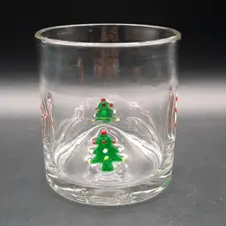 Handblown Glass Fused Christmas Tree Candy Cane Cocktail Glass Or Candle Holder
