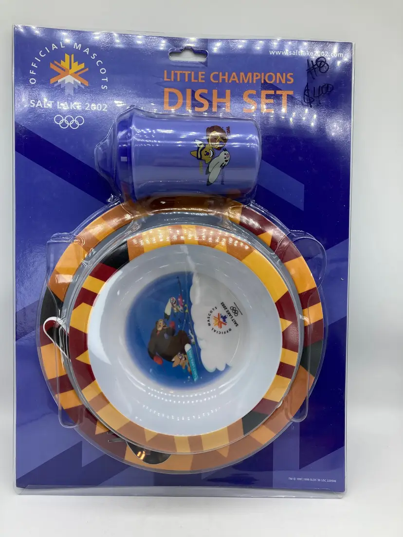 Salt Lake 2002 Official Mascots "Little Champions" dish set, New in package