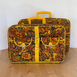 Vintage Floral Hippie Flower Power MCM Canvas Suitcases Japan Retro Overnight