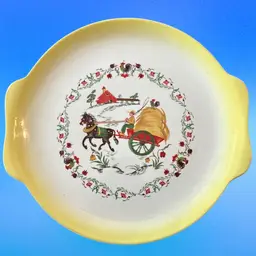 Vintage Salem GRANT CREST COUNTRY CHARM FARM HANDLED Platter SANDWICH/CAKE PLATE