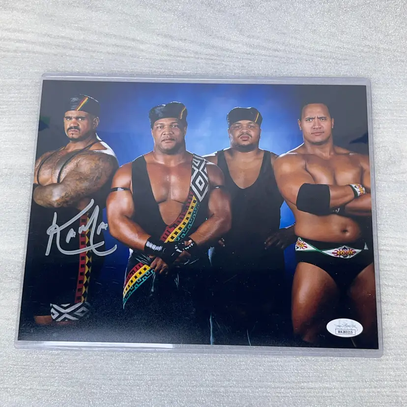 Kama Mustafa Hand Signed 8x10 Photo WWE Autographed JSA COA in Toploader