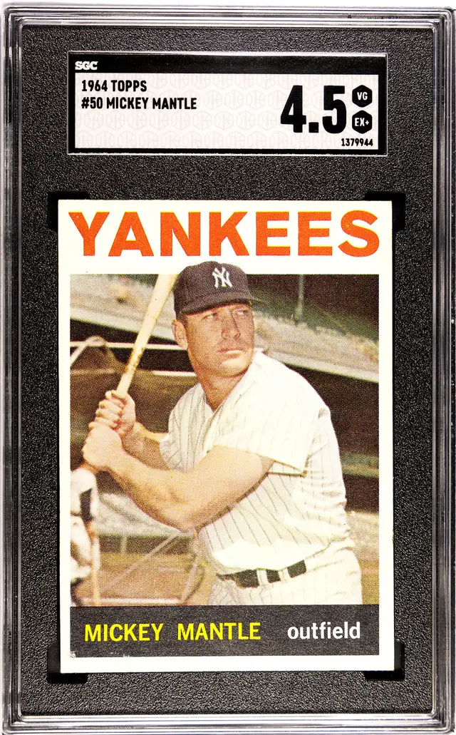 1964 Topps #50 Mickey Mantle SGC 4.5 VG-EX+ Great Centering Vintage Yankees HOF