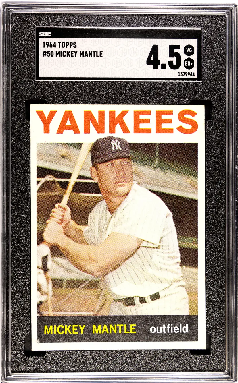 1964 Topps #50 Mickey Mantle SGC 4.5 VG-EX+ Great Centering Vintage Yankees HOF