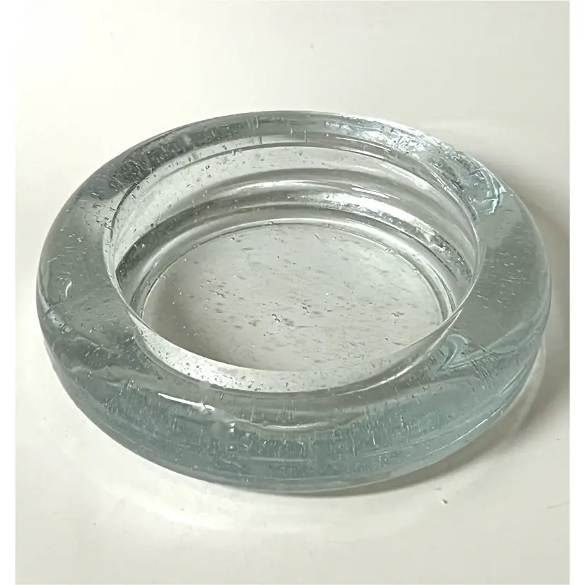 Indiana Glass Bubbles Clear Round Pillar Candle Holder Ashtray Trinket Jewelry Dish 4.5 in Diameter