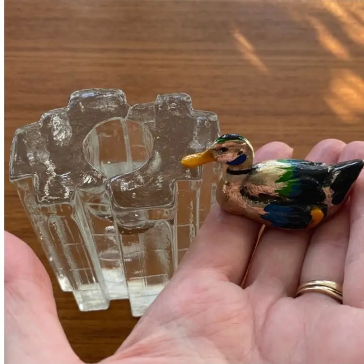 Vintage Duck Metal And Hand Painted, Hallmarked Signed And Made In Italy Label, Small Size.  Perfect For Bird Lovers And Collectors Alike!