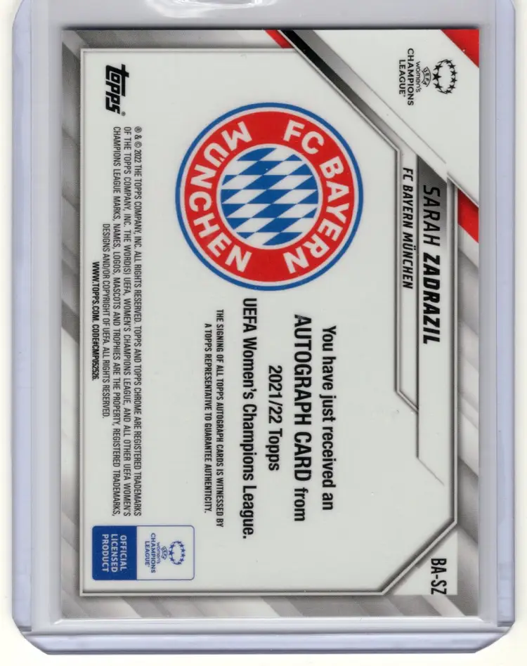 2021/22 Topps Chrome UEFA Women's Champions League Sarah Zadrazil Auto