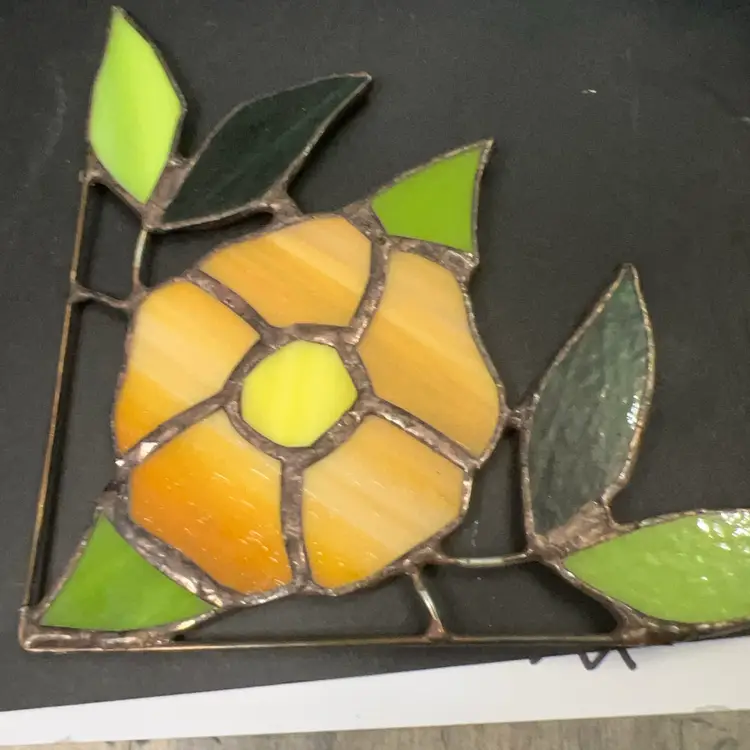 Stain Glass Flower 5 x 6” Orange